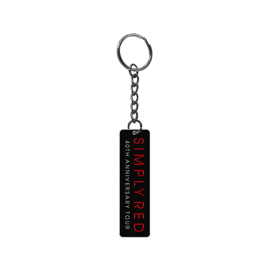 Keychain with 'Simply Red' 40th Anniversary Tour text on a white background